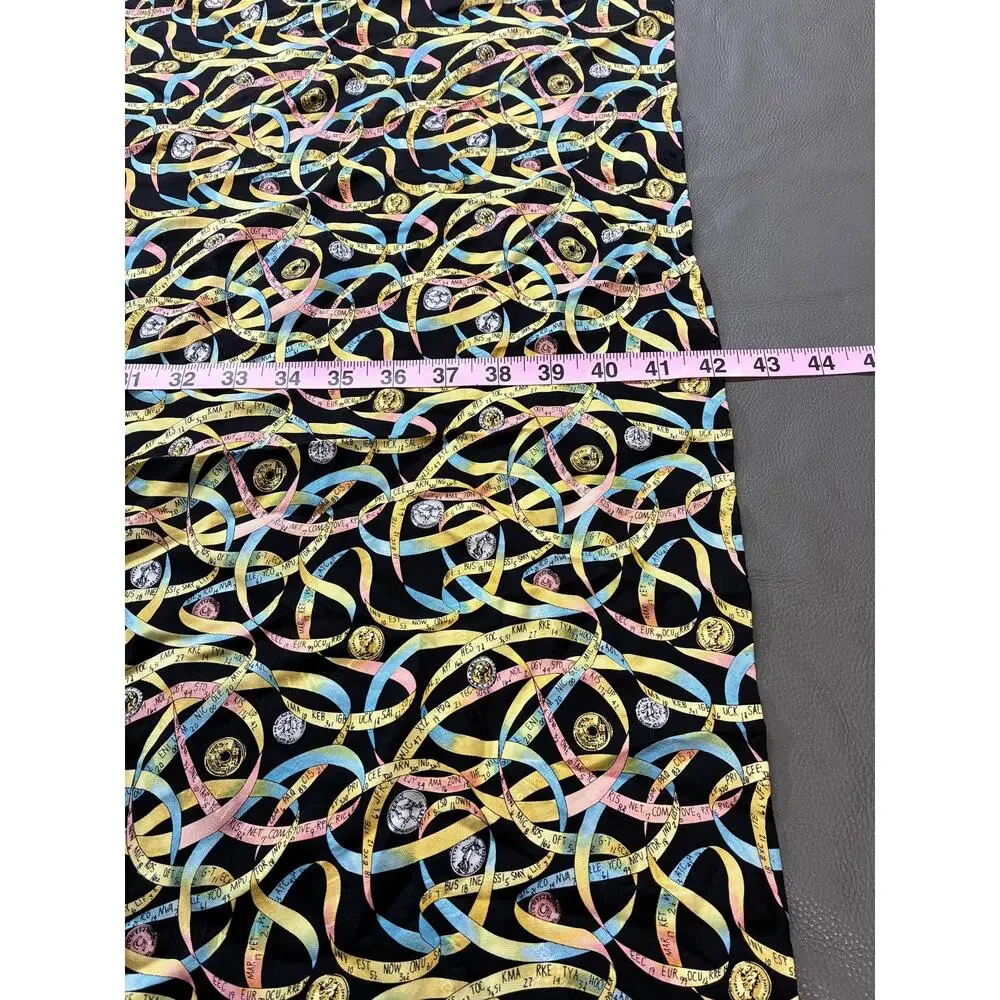 Vintage 1990s Nicole Miller Silk Scarf | Abstract Ribbon Print | Designer Silk